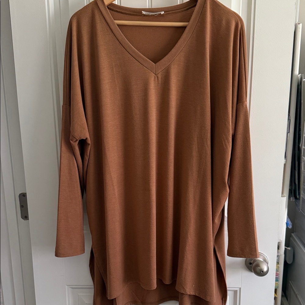 Cute and Comfy V-Neck Tan Tunic